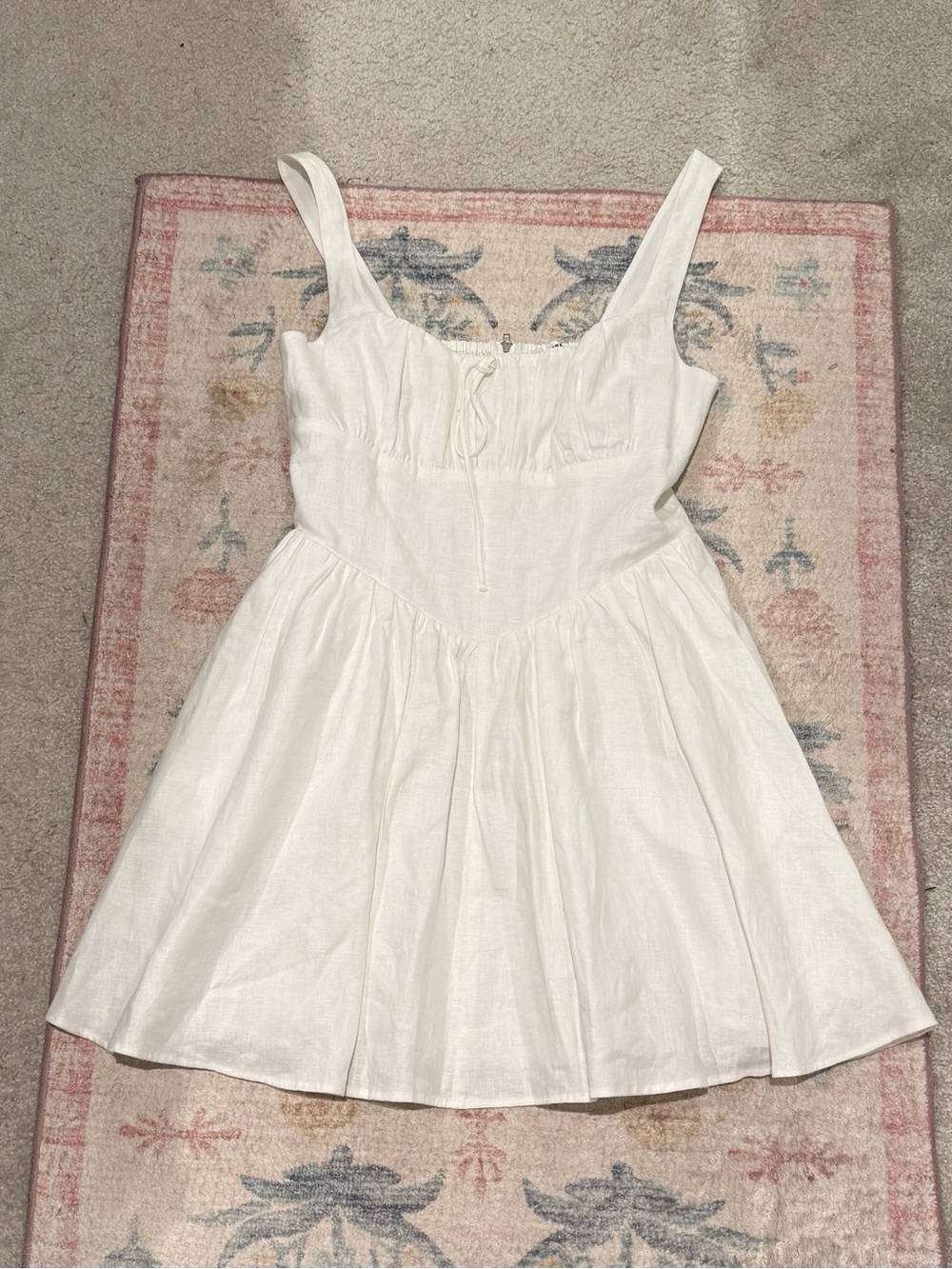 Reformation Daria white linen corset mini dress